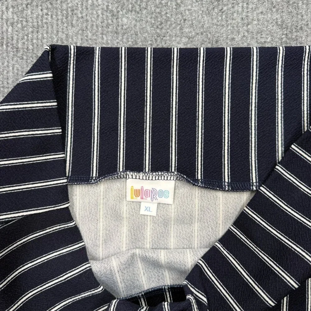 LuLaRoe Cassie Pencil Skirt Stretch Navy White Stripes Nautical Preppy Sz XL NEW